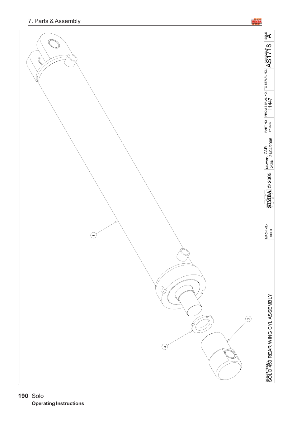 Aas17 18, Solo, 190 7. parts & assembly | Great Plains SOLO 450 Assembly Instructions User Manual | Page 150 / 164