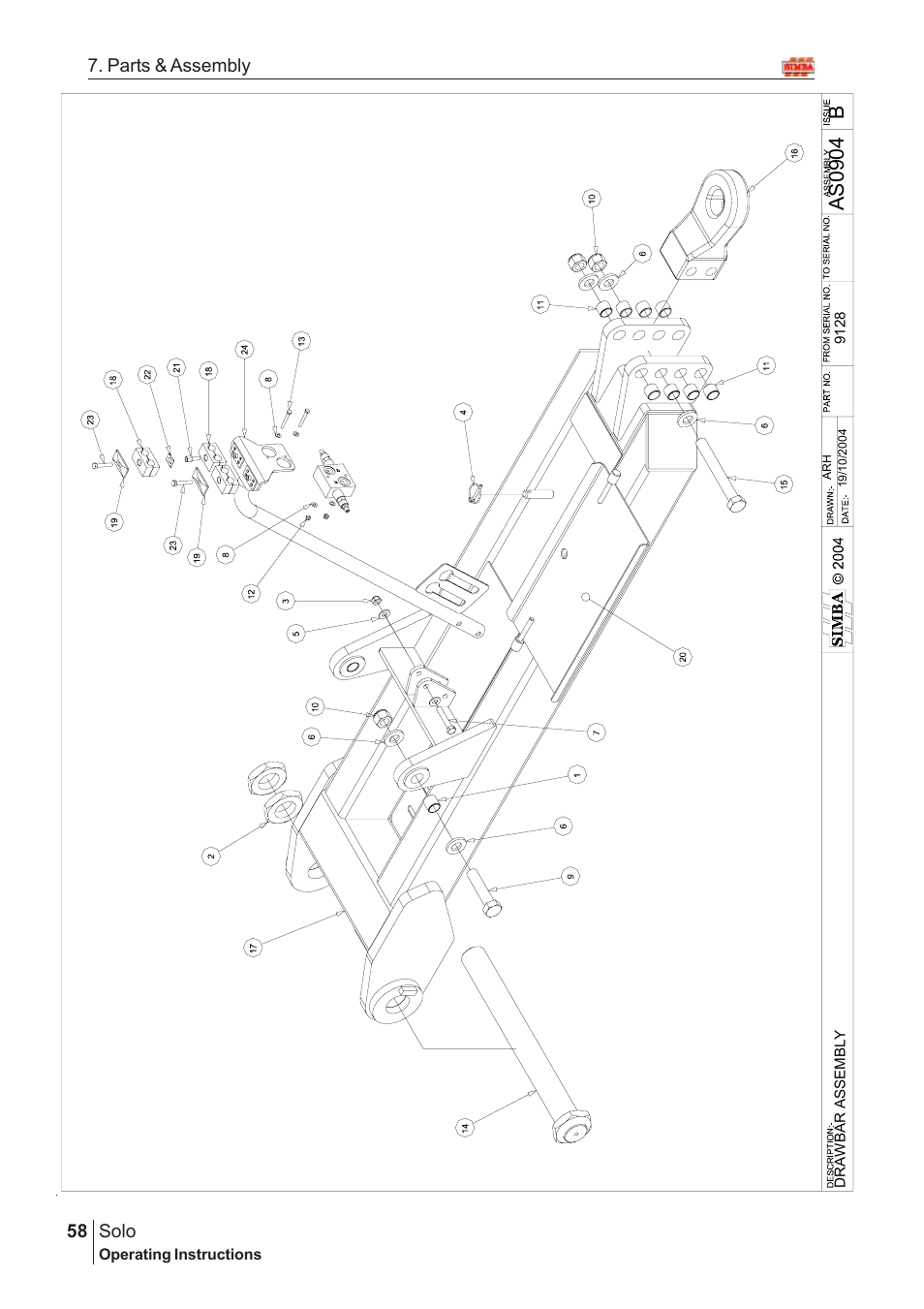 Bas09 04, Solo, 58 7. parts & assembly | Great Plains SOLO 450 Assembly Instructions User Manual | Page 18 / 164