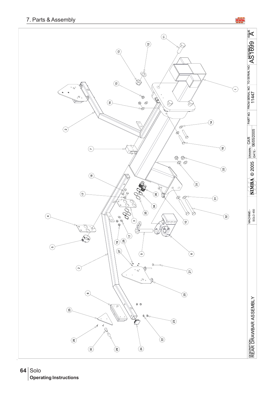 Aas16 99, Solo, 64 7. parts & assembly | Great Plains SOLO 450 Assembly Instructions User Manual | Page 24 / 164