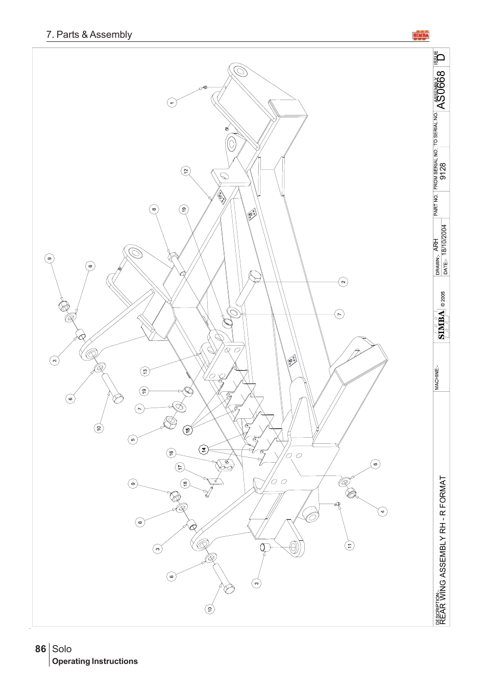 Das06 68, Solo, 86 7. parts & assembly | Great Plains SOLO 450 Assembly Instructions User Manual | Page 46 / 164