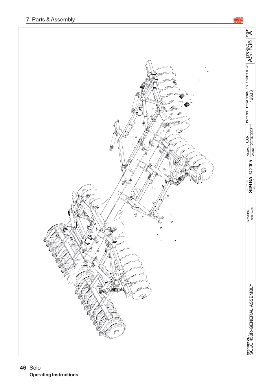 As 18 36, Solo, 46 7. parts & assembly | Great Plains SOLO 450 Assembly Instructions User Manual | Page 6 / 164