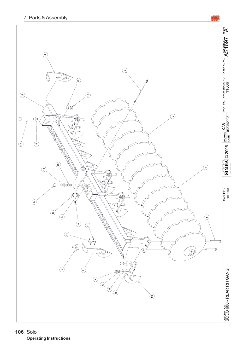 Aas16 97, Solo, 106 7. parts & assembly | Great Plains SOLO 450 Assembly Instructions User Manual | Page 66 / 164