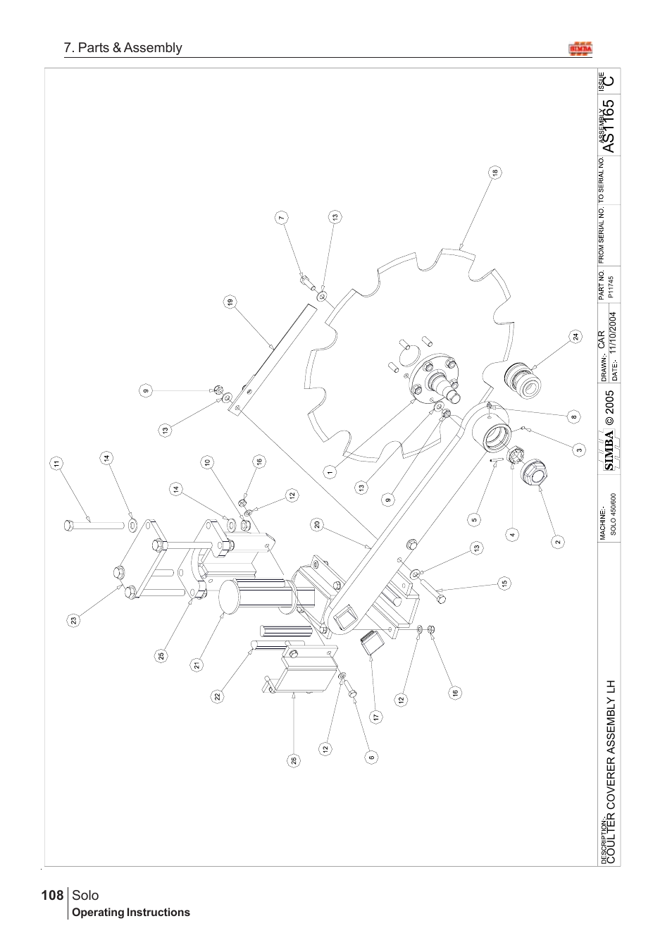 Cas11 65, Solo, 108 7. parts & assembly | Great Plains SOLO 450 Assembly Instructions User Manual | Page 68 / 164