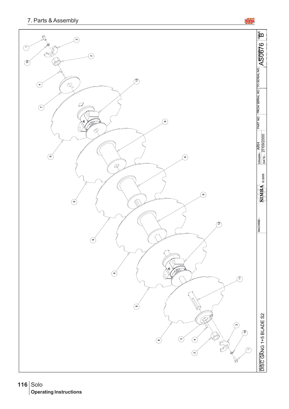 Bas06 7 6, Solo, 116 7. parts & assembly | Great Plains SOLO 450 Assembly Instructions User Manual | Page 76 / 164