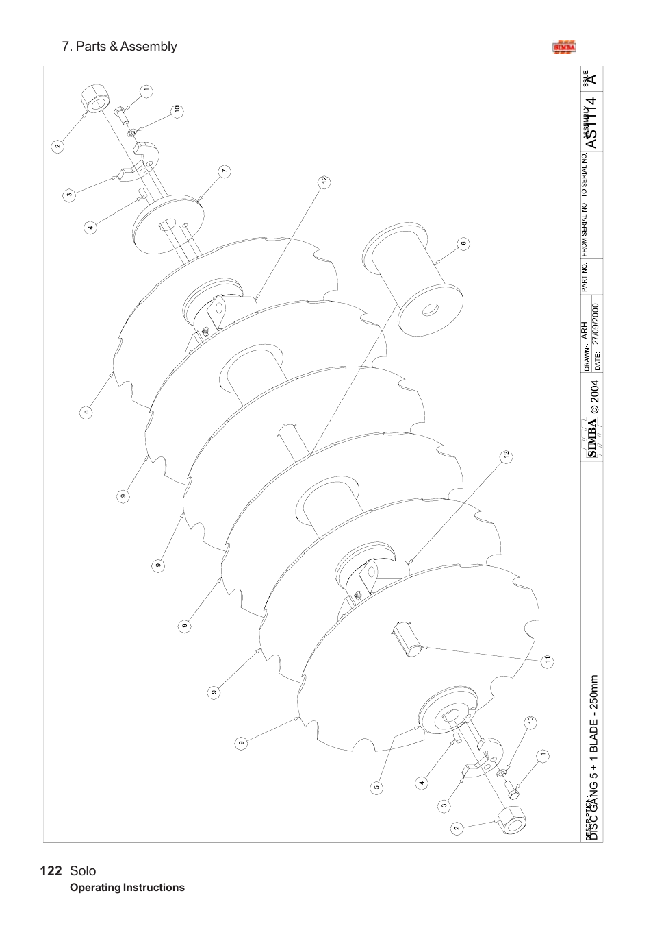 Aas11 14, Solo, 122 7. parts & assembly | Great Plains SOLO 450 Assembly Instructions User Manual | Page 82 / 164