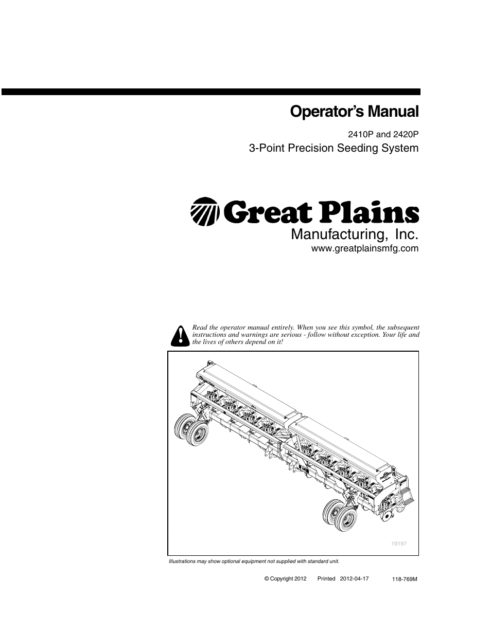 Great Plains 2420P Operator Manual User Manual | 96 pages