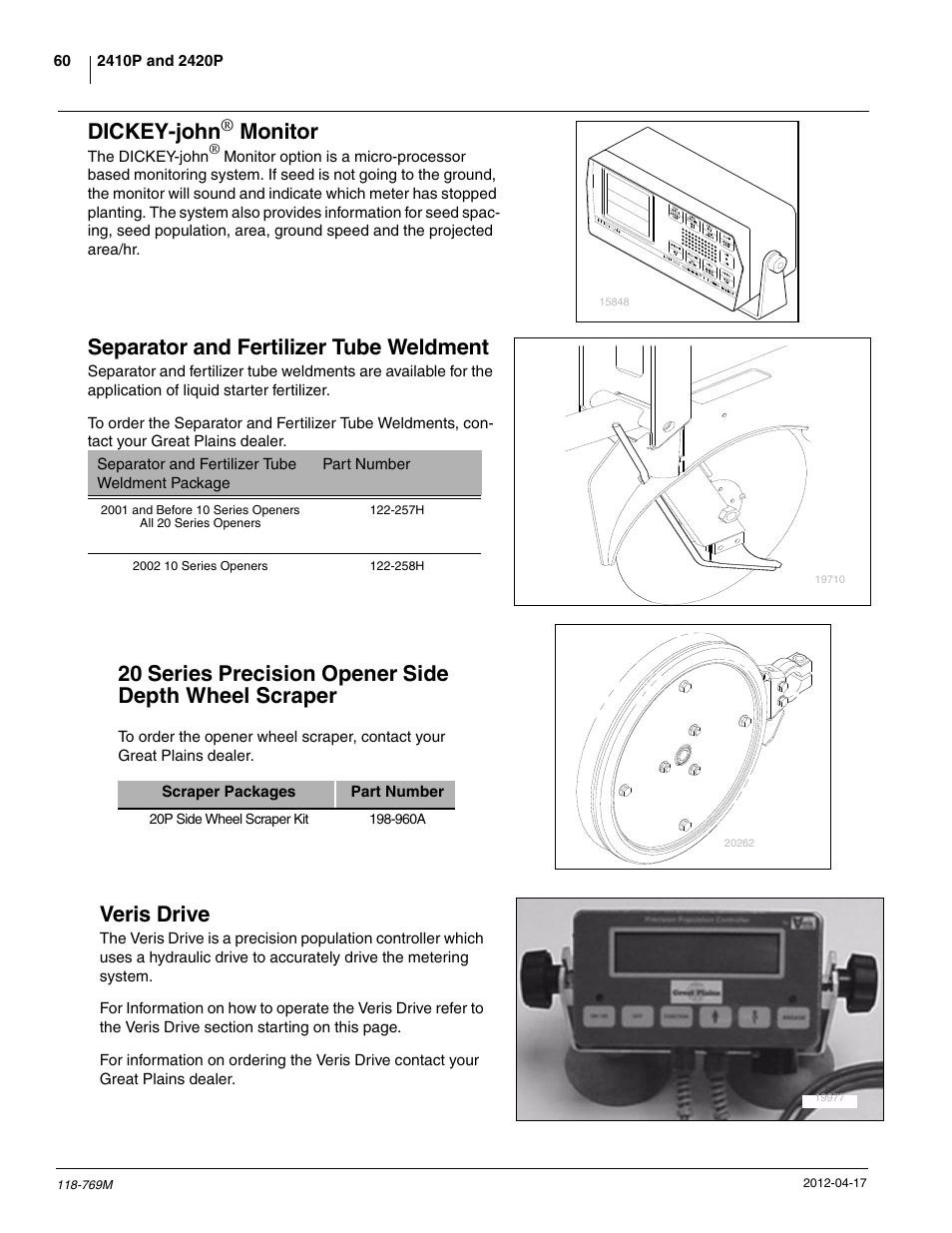 Separator and fertilizer tube weldment, Veris drive, Dickey-john | Monitor | Great Plains 2420P Operator Manual User Manual | Page 62 / 96