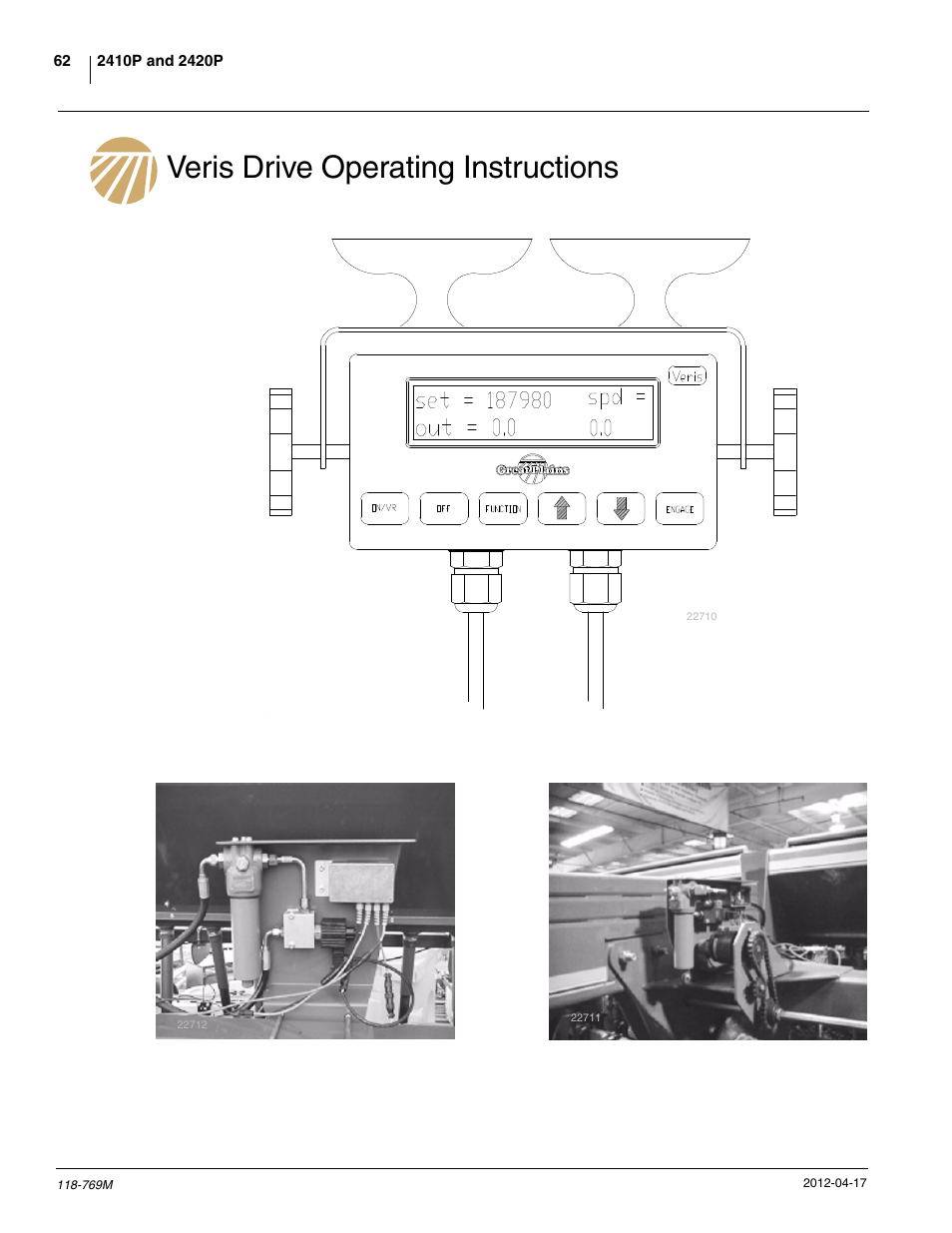 Veris drive operating instructions | Great Plains 2420P Operator Manual User Manual | Page 64 / 96