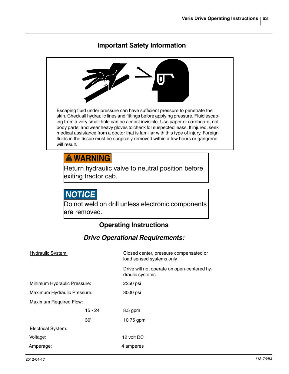 Important safety information | Great Plains 2420P Operator Manual User Manual | Page 65 / 96