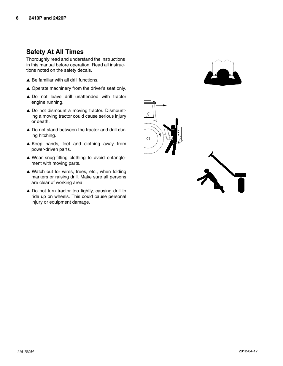 Safety at all times | Great Plains 2420P Operator Manual User Manual | Page 8 / 96