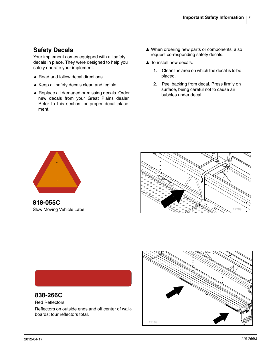 Safety decals, 003c, 266c | 055c | Great Plains 2420P Operator Manual User Manual | Page 9 / 96