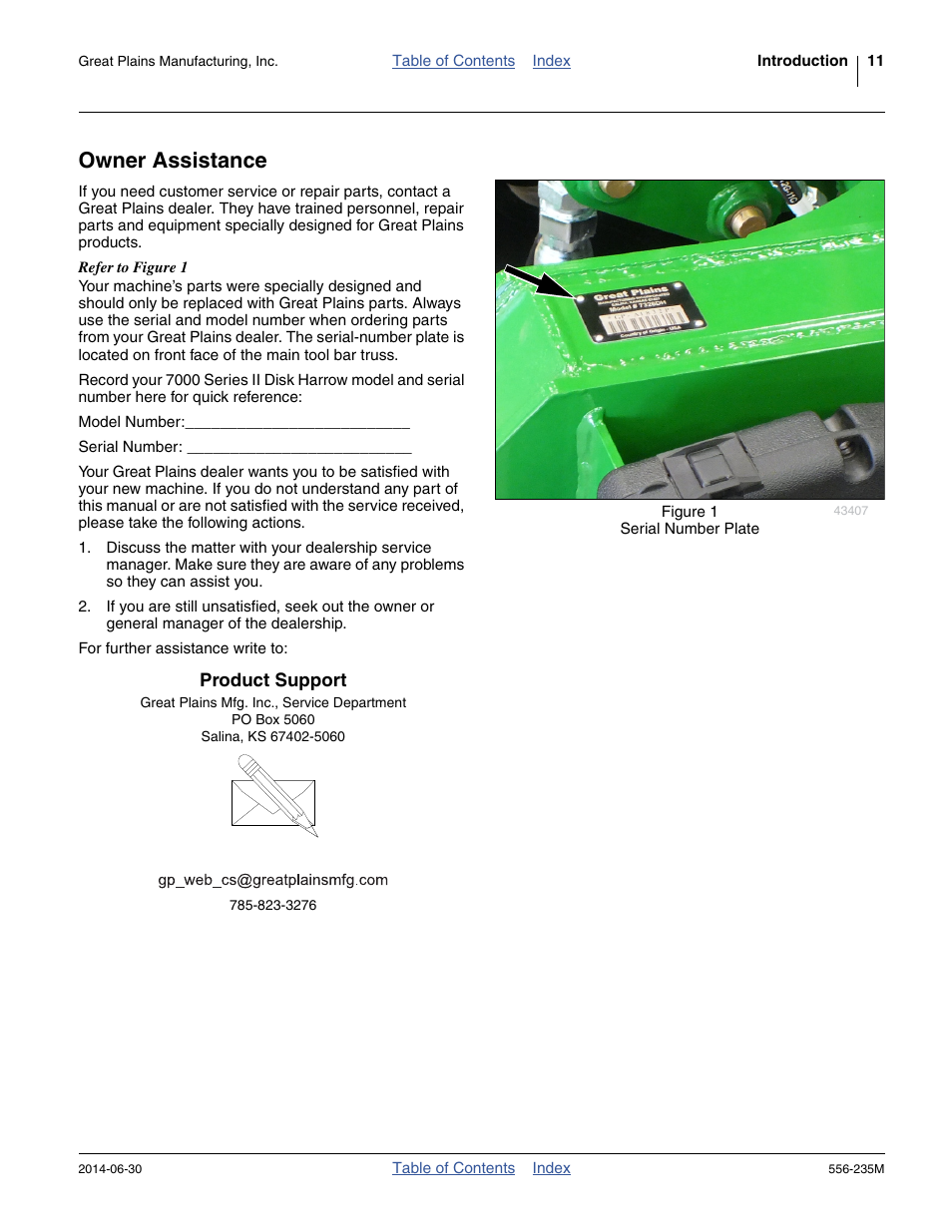 Owner assistance, Product support | Great Plains 7336 DH Operator Manual User Manual | Page 15 / 44
