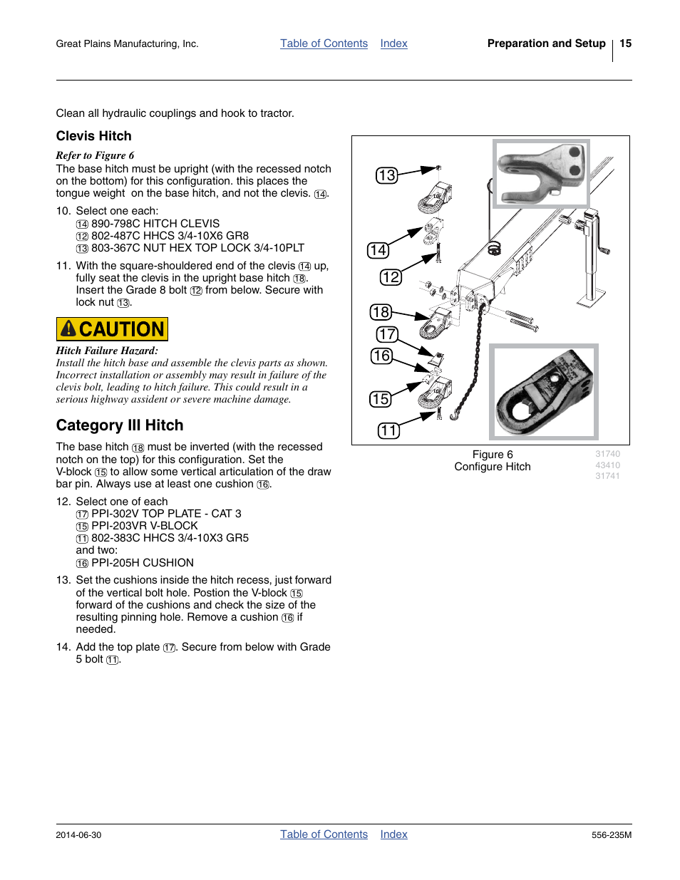 Clevis hitch, Category iii hitch | Great Plains 7336 DH Operator Manual User Manual | Page 19 / 44