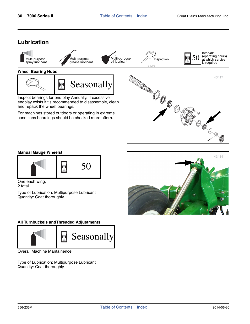 Lubrication, Seasonally | Great Plains 7336 DH Operator Manual User Manual | Page 34 / 44