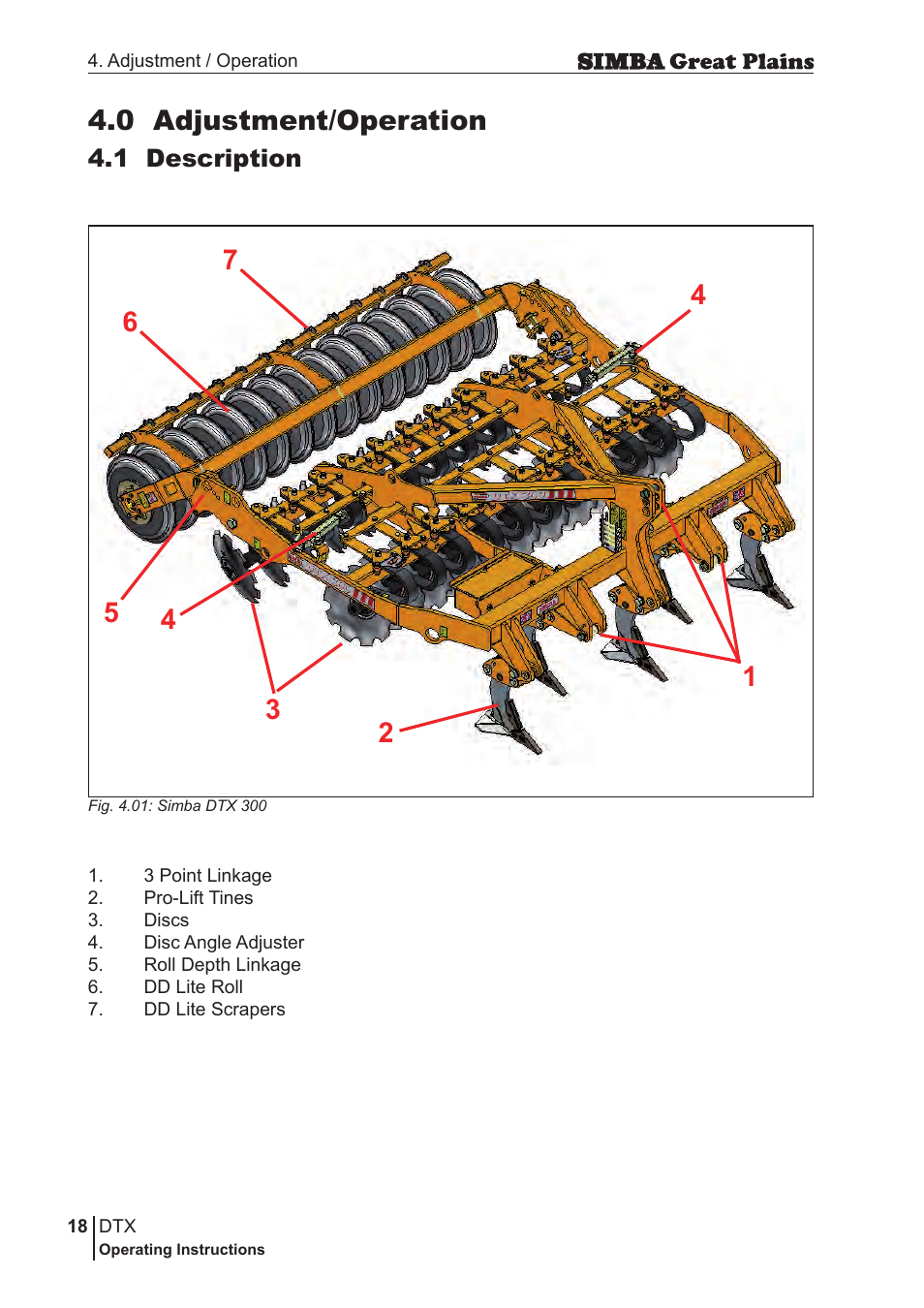 0 adjustment/operation, 1 description | Great Plains P18028E Operator Manual User Manual | Page 18 / 88