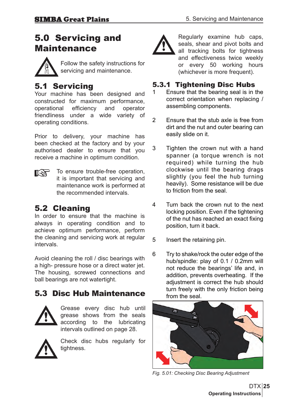 0 servicing and maintenance, 3 disc hub maintenance, 1 servicing | 2 cleaning | Great Plains P18028E Operator Manual User Manual | Page 25 / 88