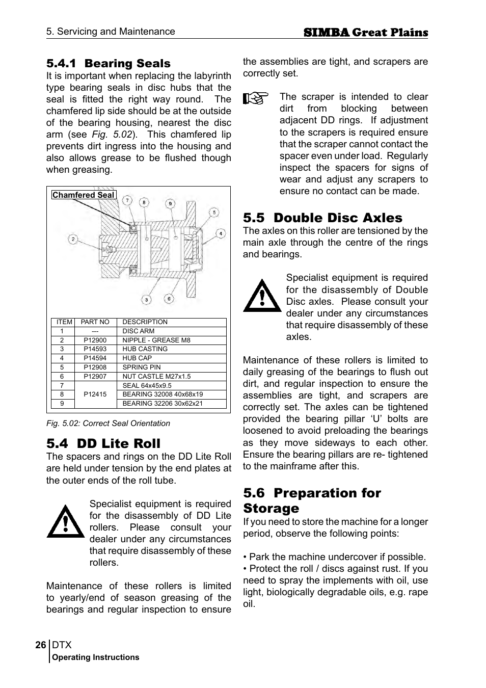 4 dd lite roll, 5 double disc axles, 6 preparation for storage | 1 bearing seals | Great Plains P18028E Operator Manual User Manual | Page 26 / 88