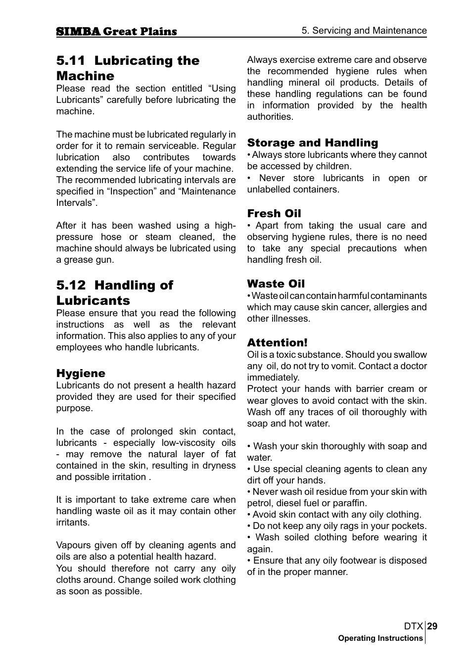 11 lubricating the machine, 12 handling of lubricants | Great Plains P18028E Operator Manual User Manual | Page 29 / 88