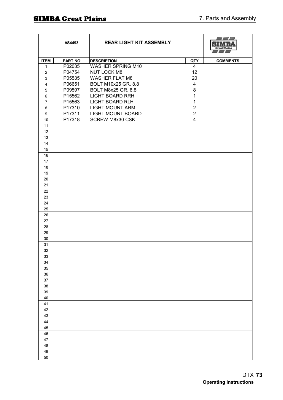 73 dtx, Parts and assembly | Great Plains P18028E Operator Manual User Manual | Page 73 / 88