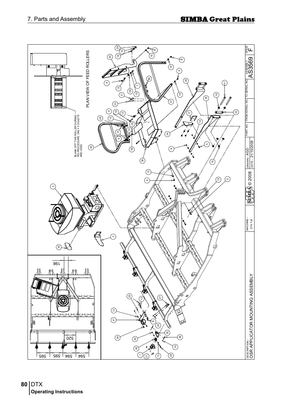 80 7. parts and assembly, Fas 35 69, Operating instructions | Si m b a | Great Plains P18028E Operator Manual User Manual | Page 80 / 88