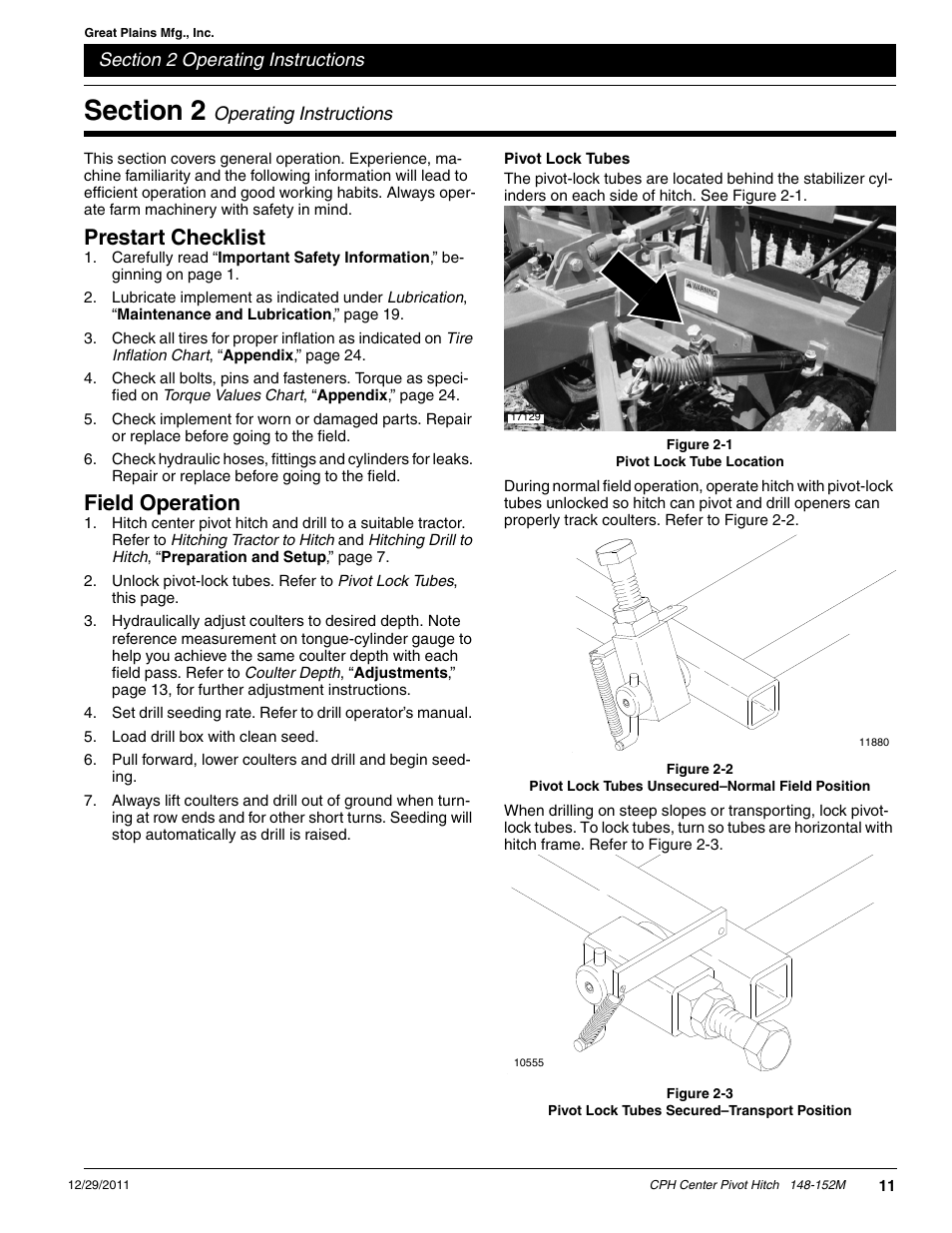 Prestart checklist, Field operation | Great Plains CPH-20 Operator Manual User Manual | Page 13 / 28