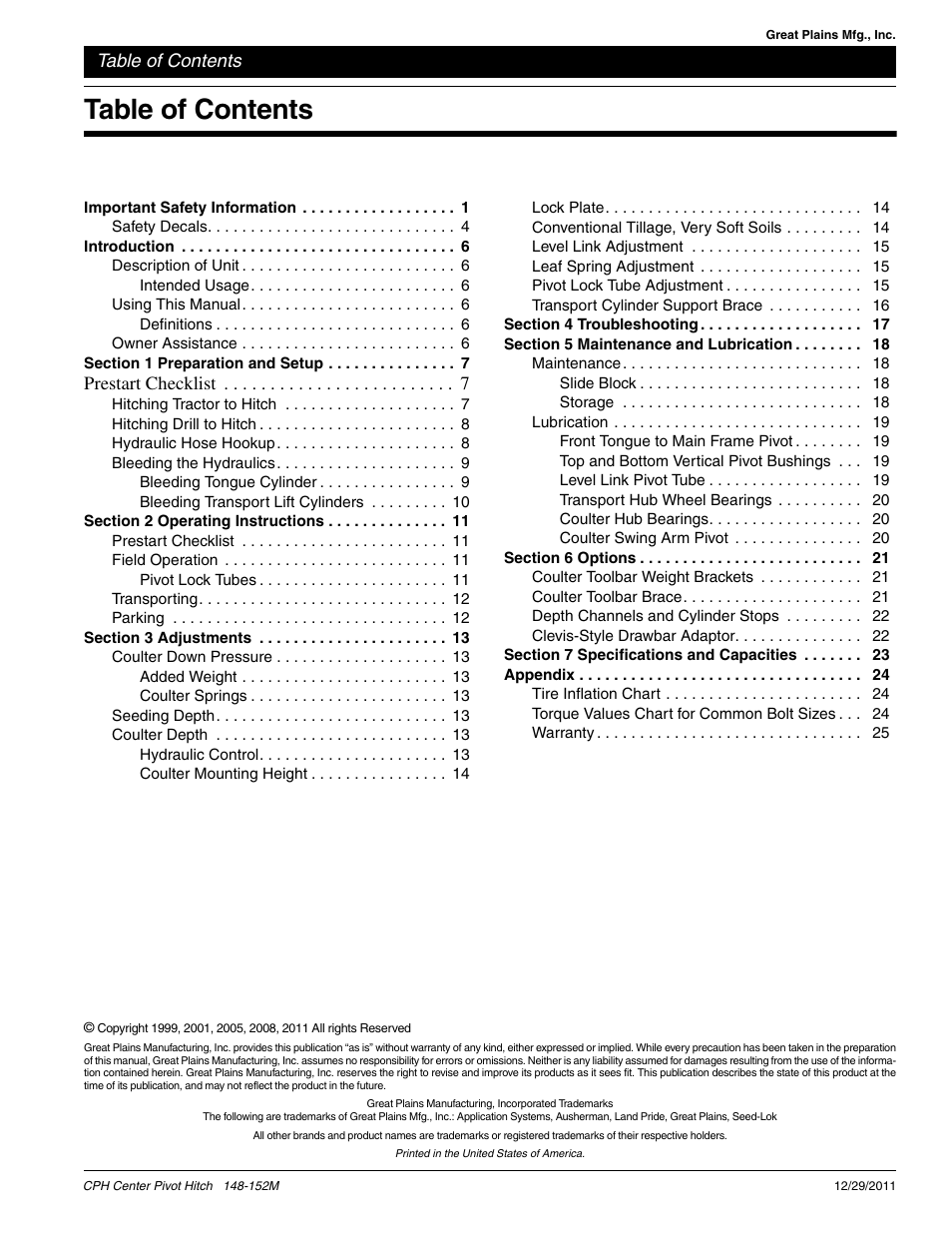 Great Plains CPH-20 Operator Manual User Manual | Page 2 / 28