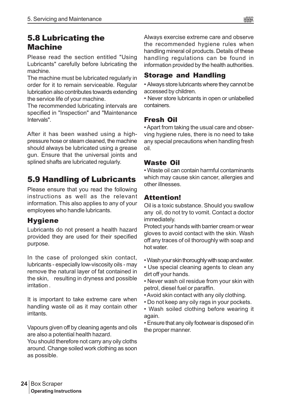 8 lubricating the machine, 9 handling of lubricants | Great Plains P13926 User Manual | Page 24 / 26