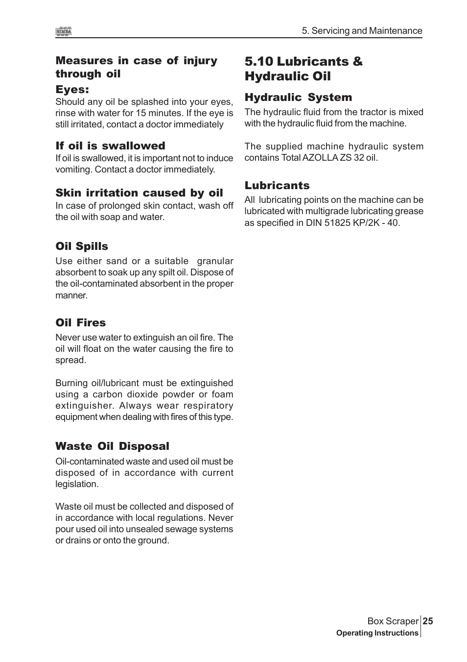 10 lubricants & hydraulic oil | Great Plains P13926 User Manual | Page 25 / 26