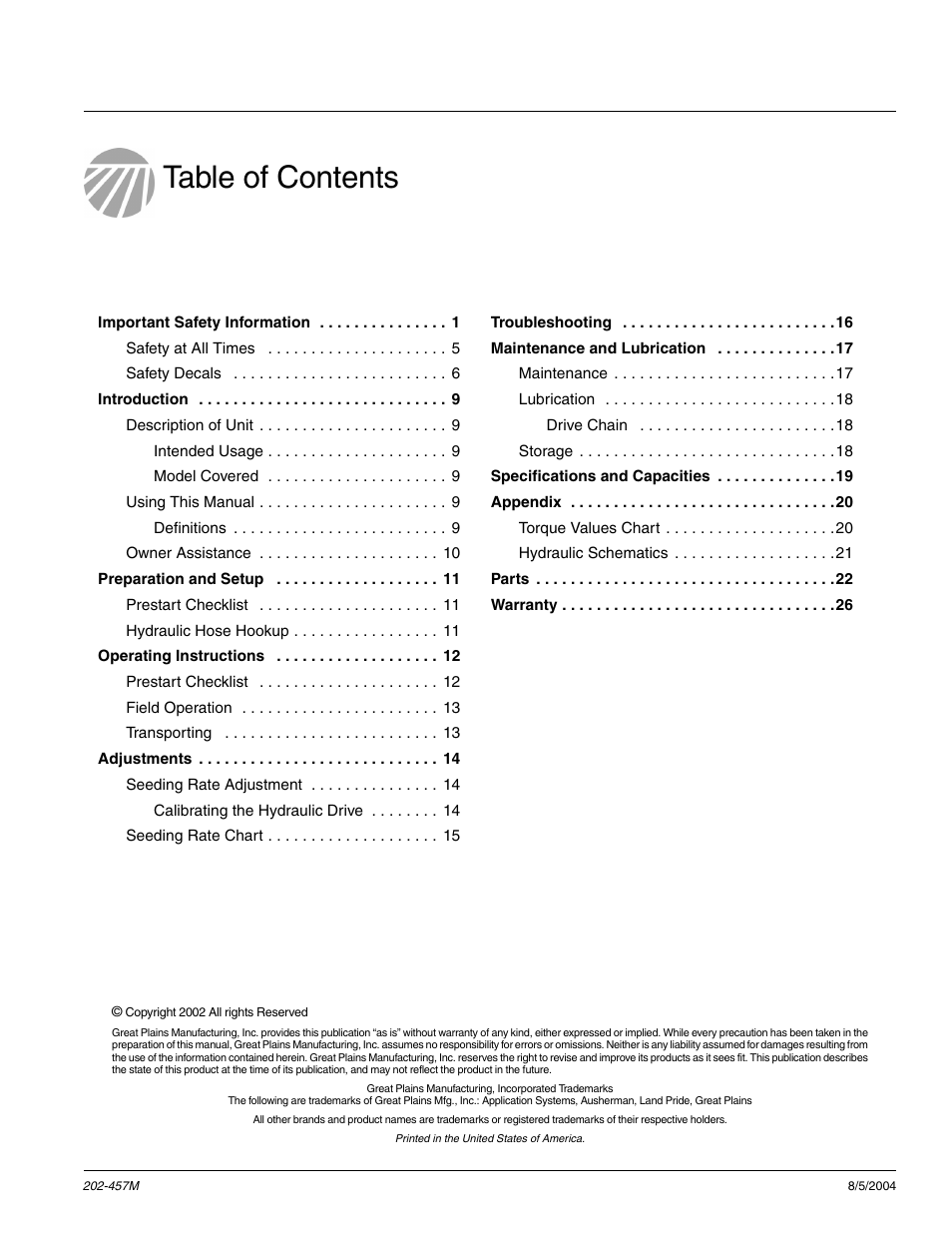 Great Plains NG12 Operator Manual User Manual | Page 2 / 30