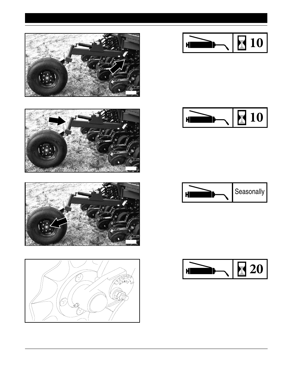 Lift assist castors lift assist arm pivots, Seasonally | Great Plains 2515 Operator Manual User Manual | Page 31 / 38