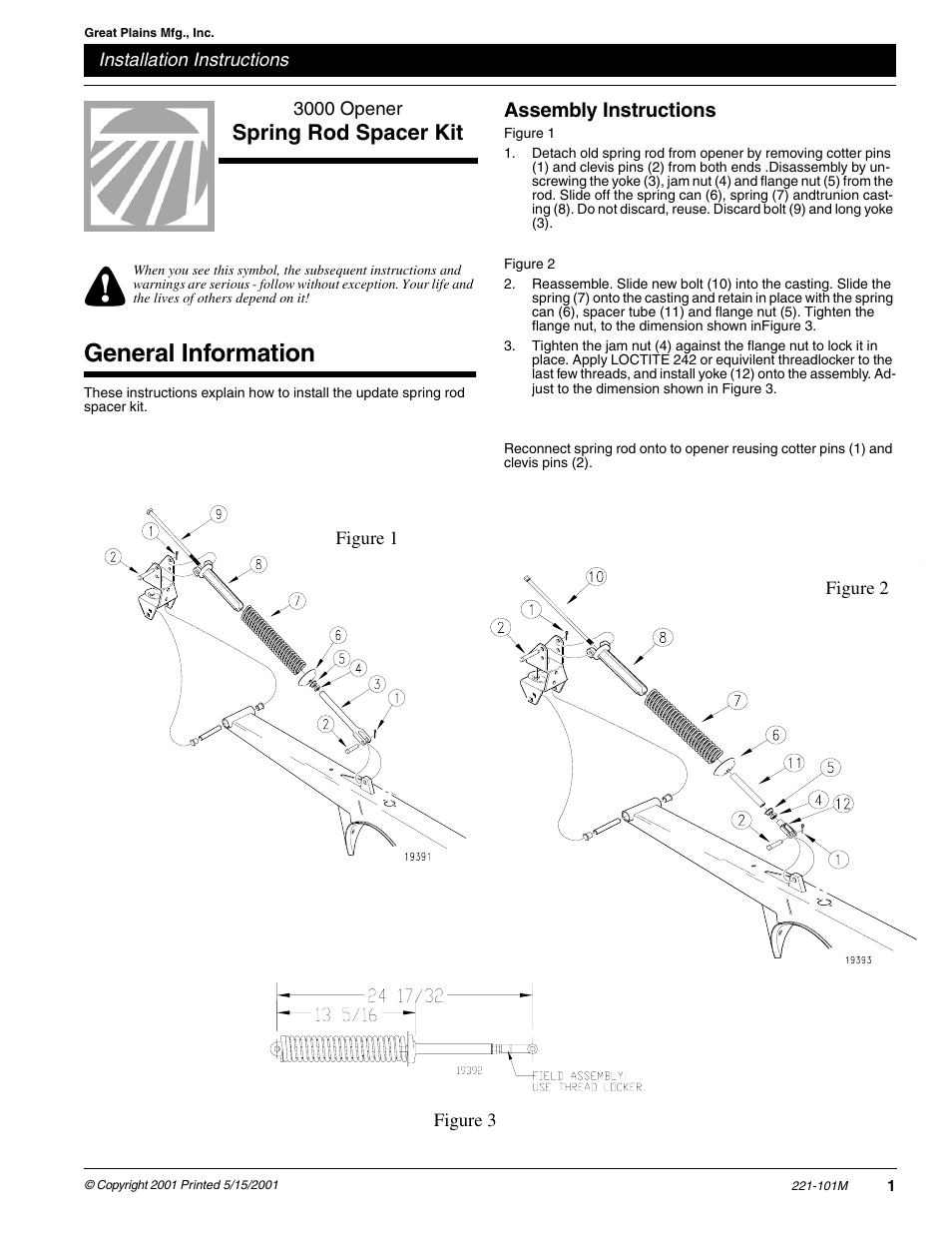 Great Plains 3000 Spring Rod Spacer Kit User Manual | 1 page