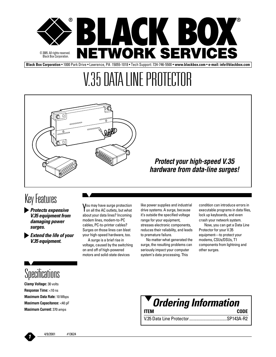 Black Box SP143A-R2 User Manual | 1 page