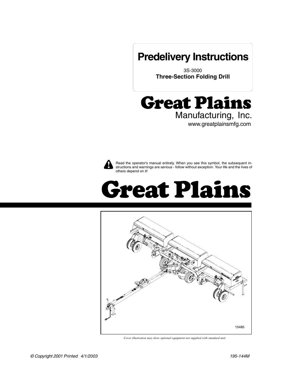 Great Plains 3S-3000F Predelivery Manual User Manual | 26 pages