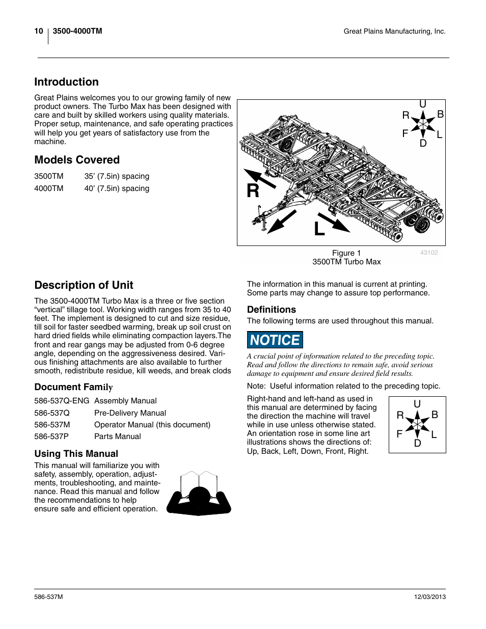 Introduction, Models covered, Description of unit | Document family, Using this manual, Definitions, Introduction models covered description of unit, Document family using this manual definitions | Great Plains 4000TM Operator Manual User Manual | Page 14 / 44
