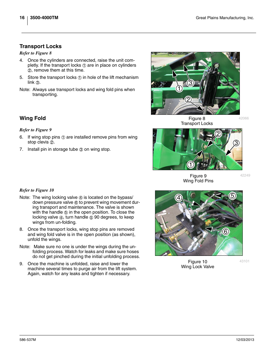 Transport locks, Wing fold, Transport locks wing fold | Great Plains 4000TM Operator Manual User Manual | Page 20 / 44
