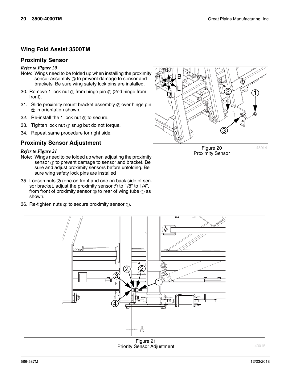 Wing fold assist 3500tm, Proximity sensor, Proximity sensor adjustment | Great Plains 4000TM Operator Manual User Manual | Page 24 / 44