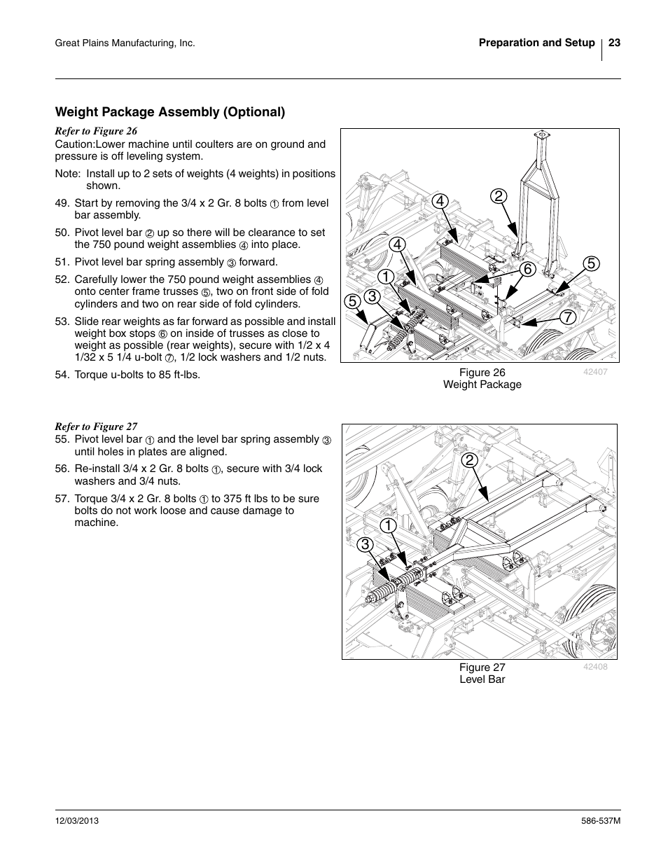 Weight package assembly (optional) | Great Plains 4000TM Operator Manual User Manual | Page 27 / 44