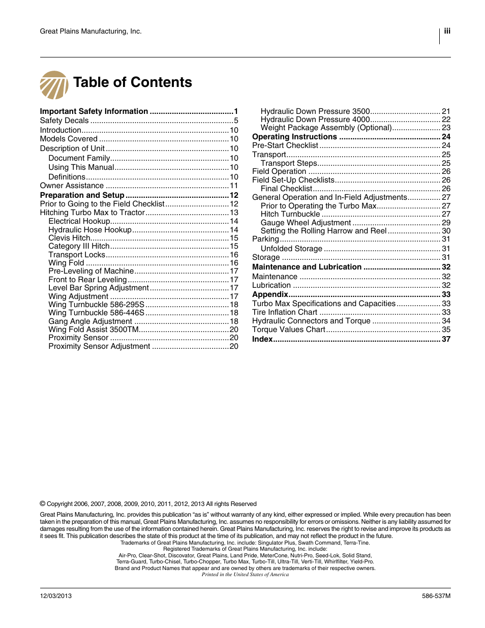 Great Plains 4000TM Operator Manual User Manual | Page 3 / 44