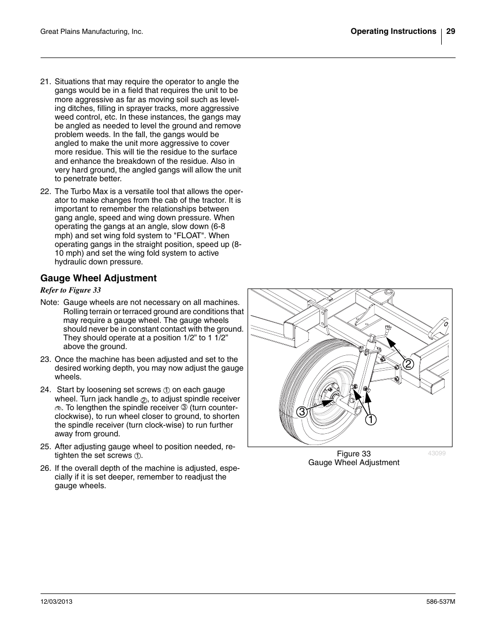 Gauge wheel adjustment | Great Plains 4000TM Operator Manual User Manual | Page 33 / 44