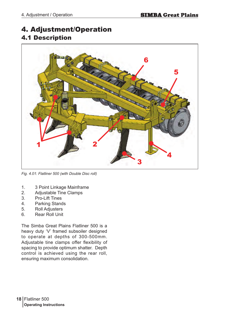 Adjustment/operation, 1 description | Great Plains P17398E Operator Manual User Manual | Page 18 / 102