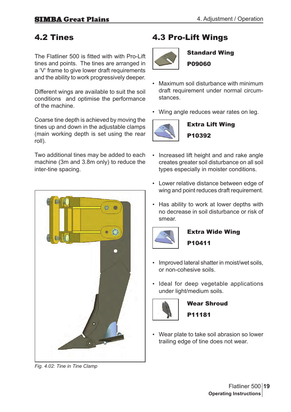 2 tines, 3 pro-lift wings | Great Plains P17398E Operator Manual User Manual | Page 19 / 102