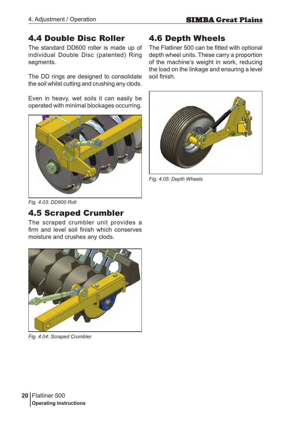 4 double disc roller, 5 scraped crumbler, 6 depth wheels | Great Plains P17398E Operator Manual User Manual | Page 20 / 102