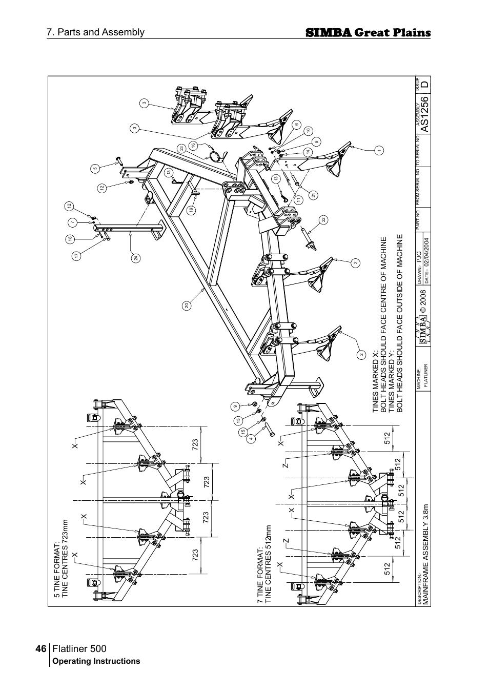 Flatliner 500, 46 7. parts and assembly, Das 12 56 | Operating instructions | Great Plains P17398E Operator Manual User Manual | Page 46 / 102