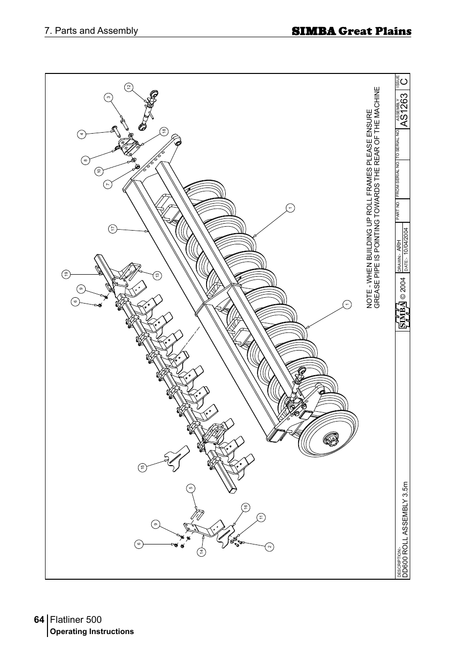 Flatliner 500, 64 7. parts and assembly, Cas 12 63 | Operating instructions | Great Plains P17398E Operator Manual User Manual | Page 64 / 102