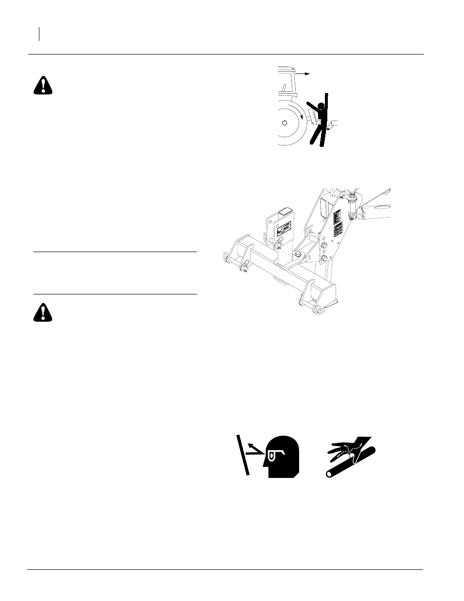 Hitching tractor to planter, Danger, Warning | Great Plains YP1625 Operator Manual User Manual | Page 16 / 103