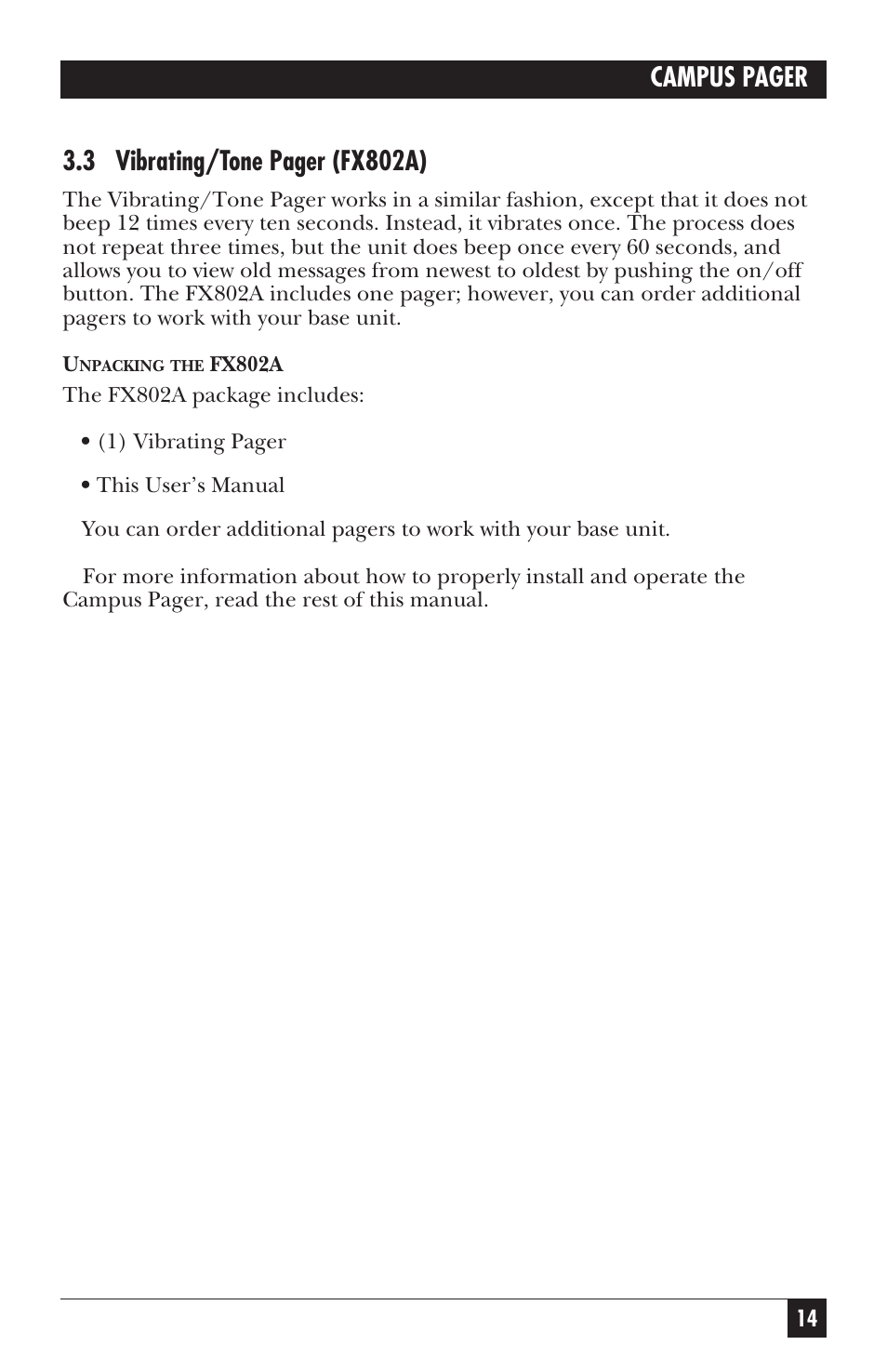Black Box FX802A User Manual | Page 12 / 25