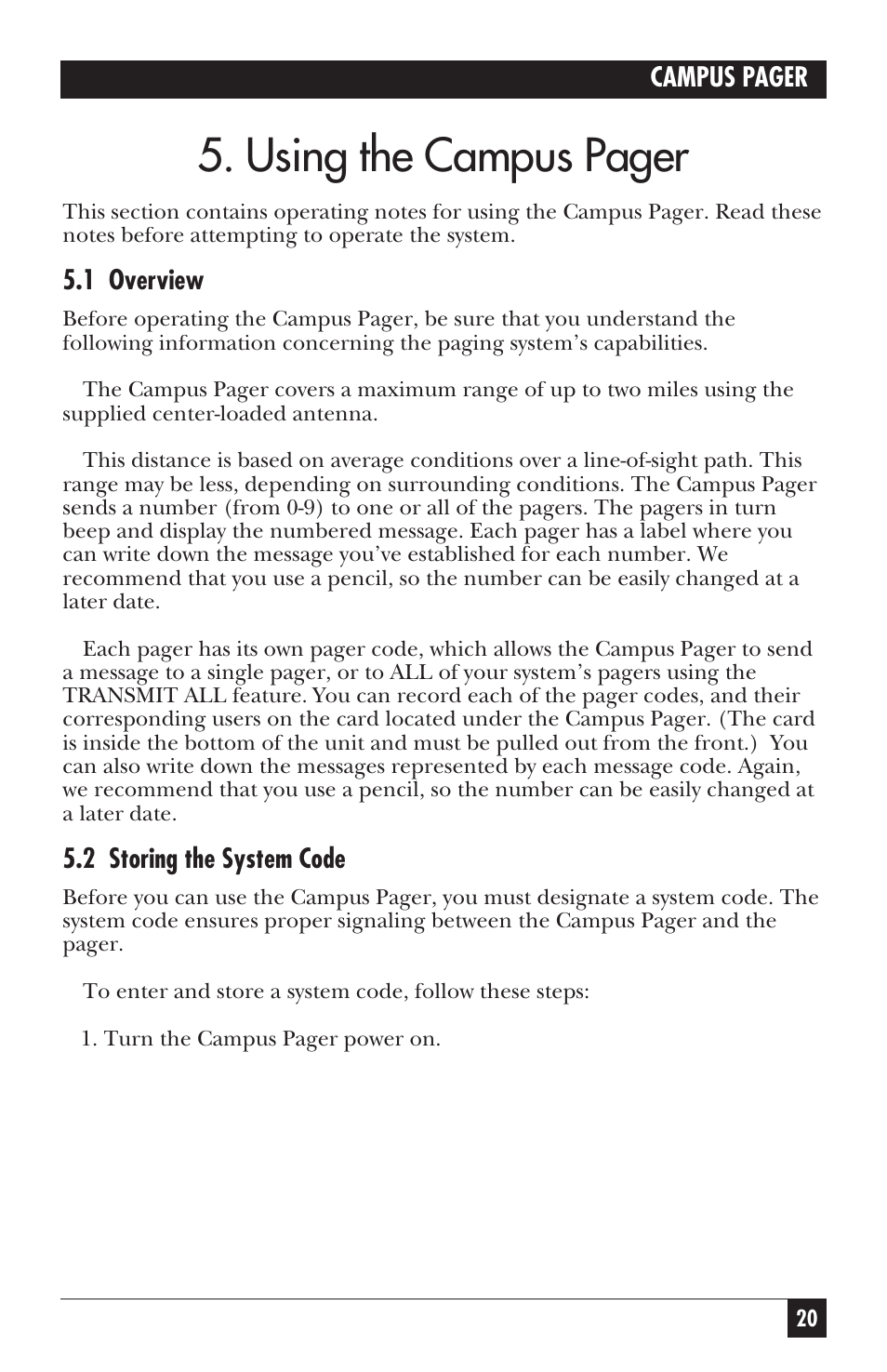 Using the campus pager | Black Box FX802A User Manual | Page 18 / 25