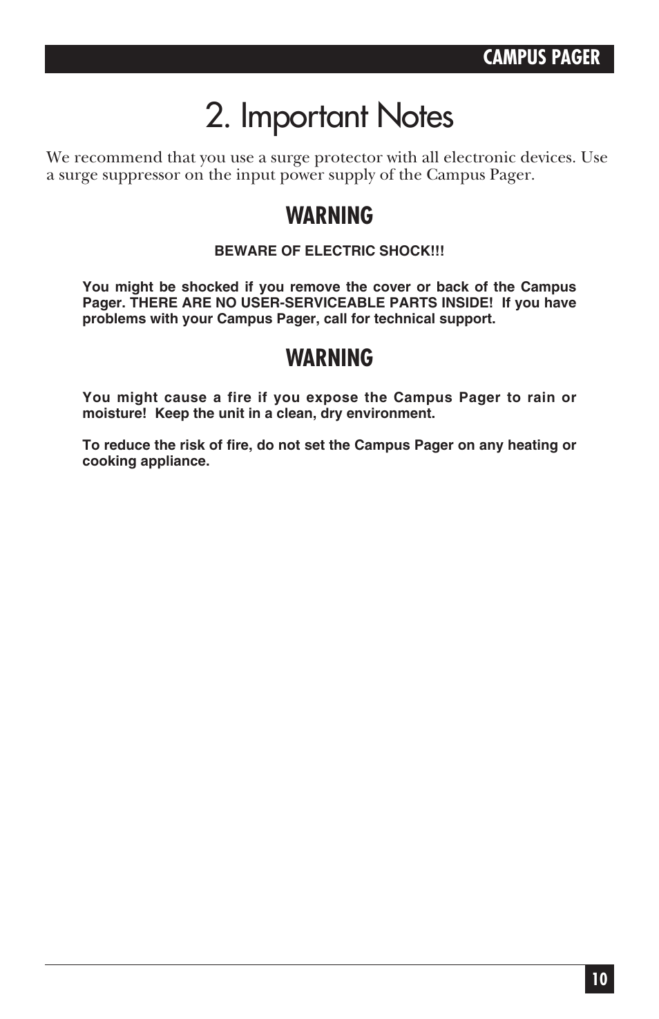 Warning | Black Box FX802A User Manual | Page 8 / 25