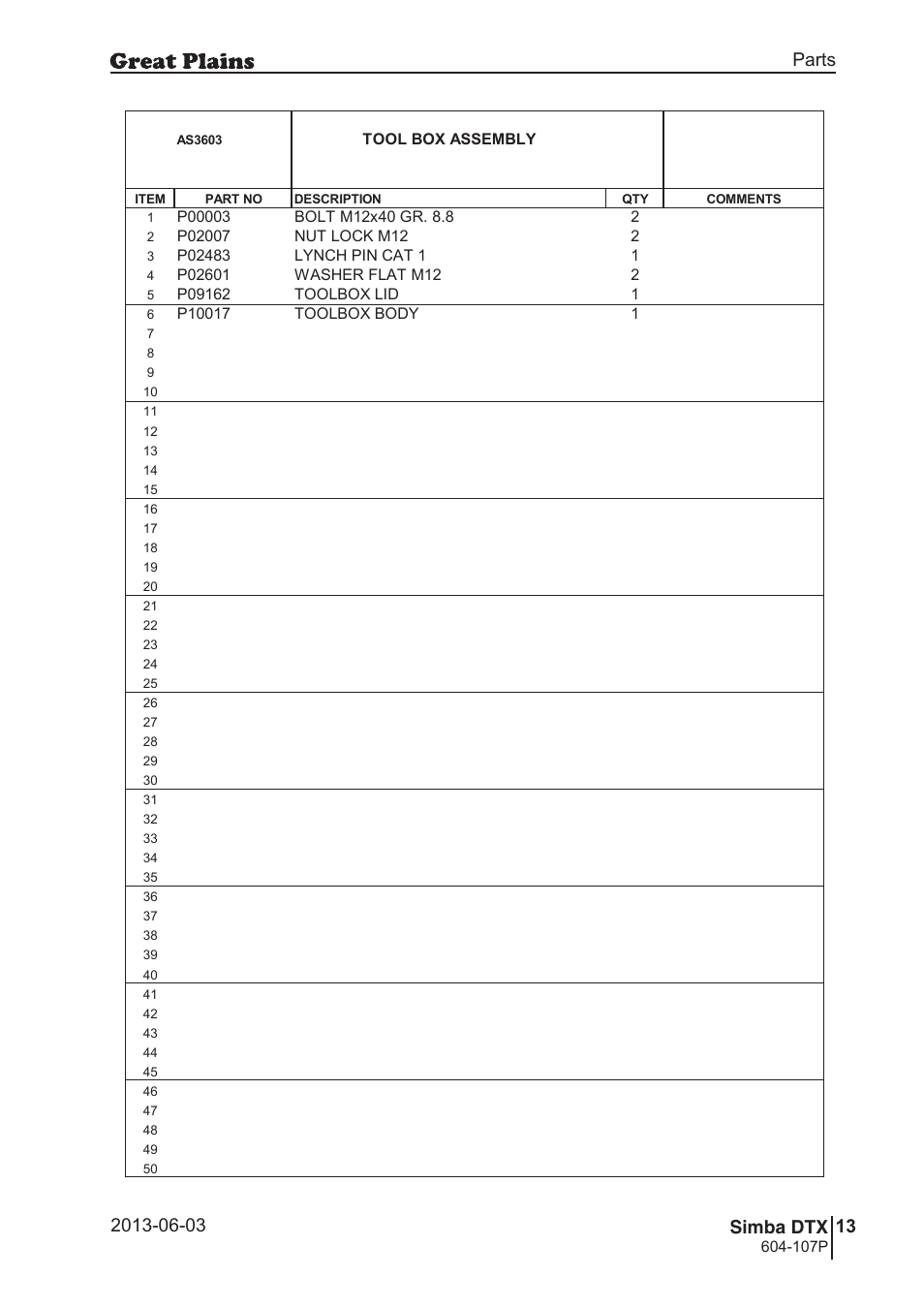 Great Plains DTX350 Parts Manual User Manual | Page 13 / 52