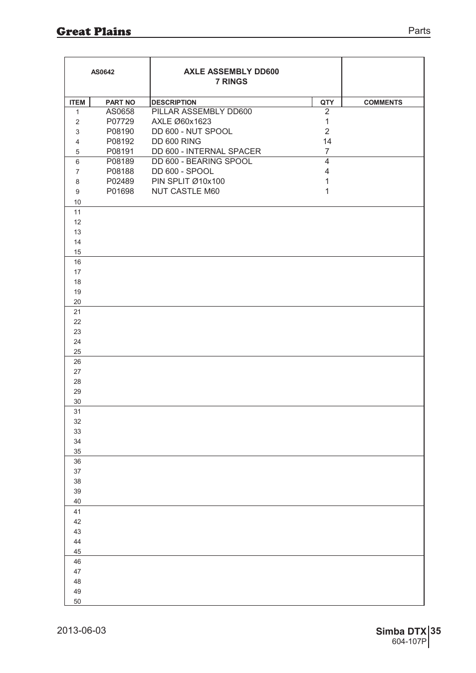 Great Plains DTX350 Parts Manual User Manual | Page 35 / 52